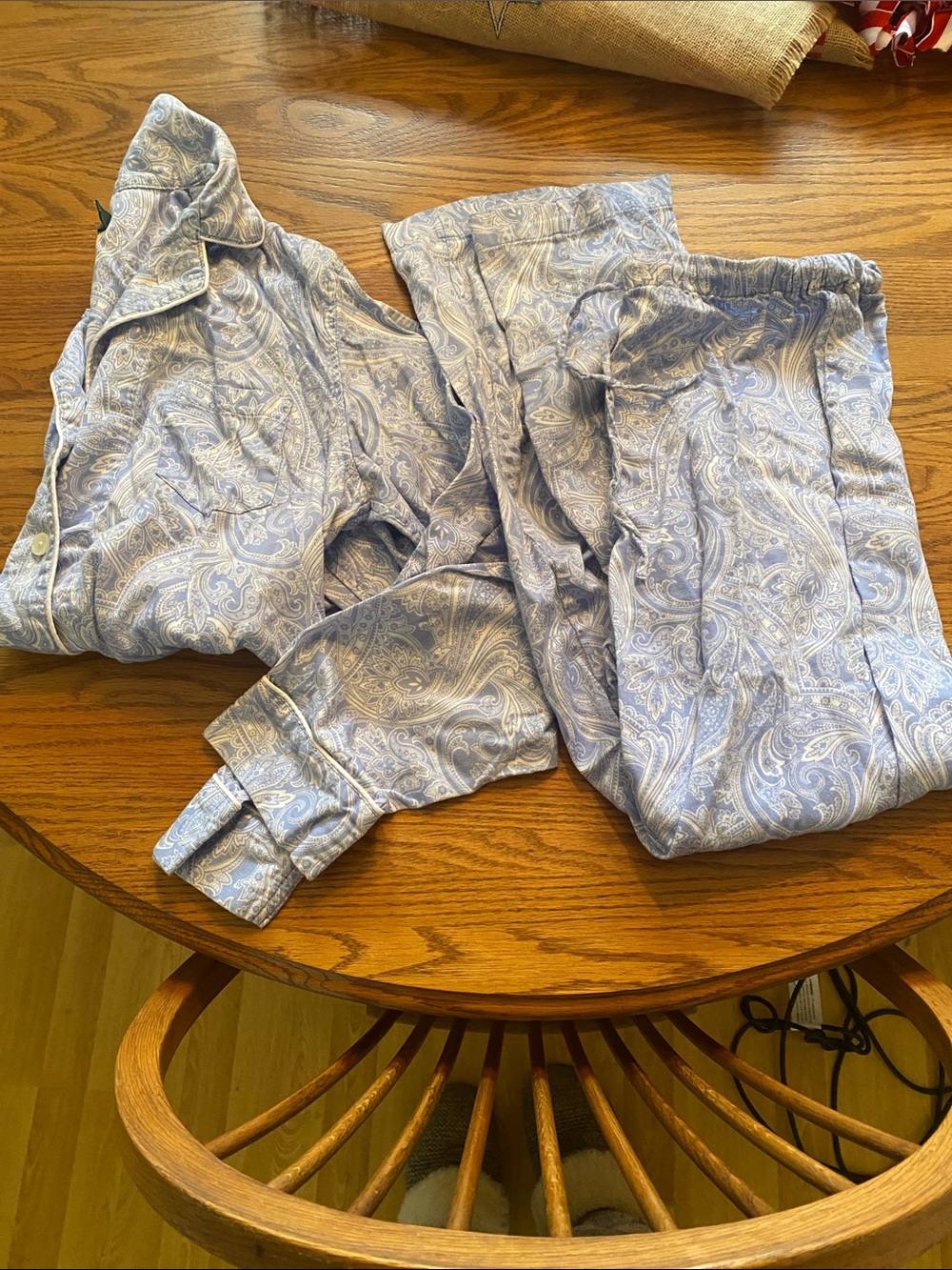 Ralph Lauren Blue Paisley Cotton Pajama Set